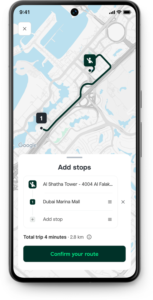 Multi-stop route with added stops