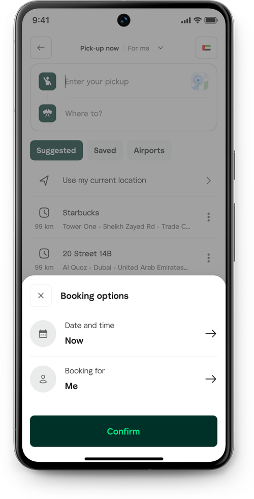 Booking options and ride sharing controls