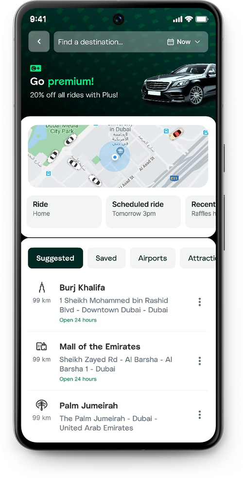 Personalised Rides homepage for a returning user