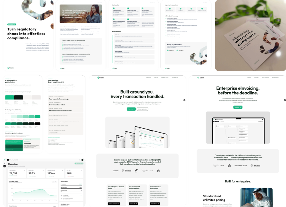Casim brand system across marketing and product surfaces