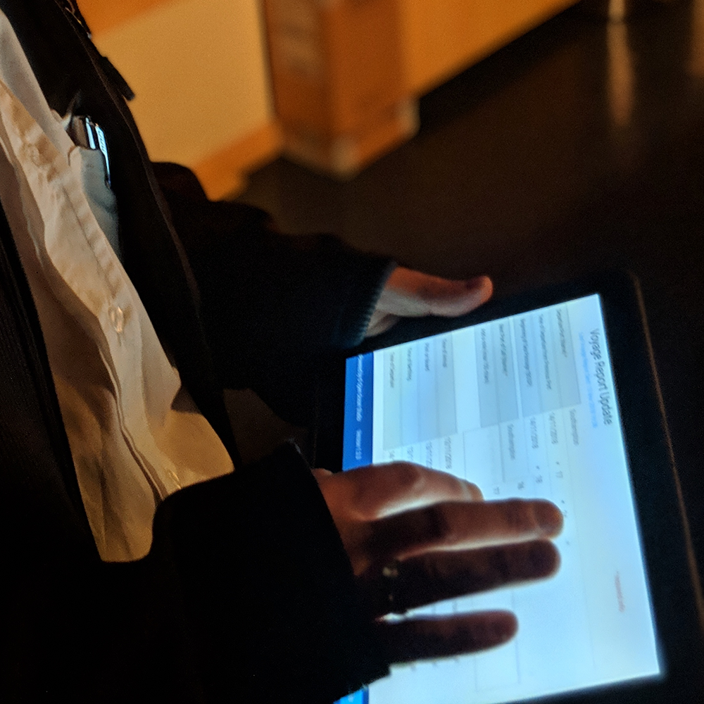 Early proof of concept tablet screen tested live on the bridge