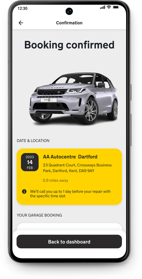 Booking confirmed with location and next steps